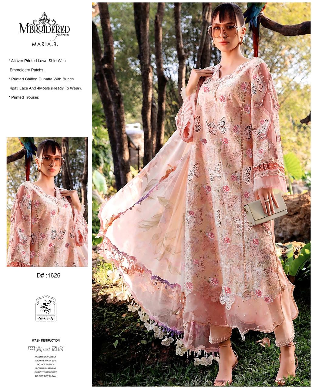 Maria B Butterfly Lawn Summer'26 Embroidered 3Piece Unstitched