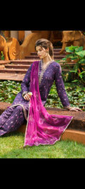 Iznik Printed Linen with printed Dimond Stapple Soft Dopatta*