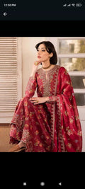 Iznik Printed Linen with printed Dimond Stapple Soft Dopatta*