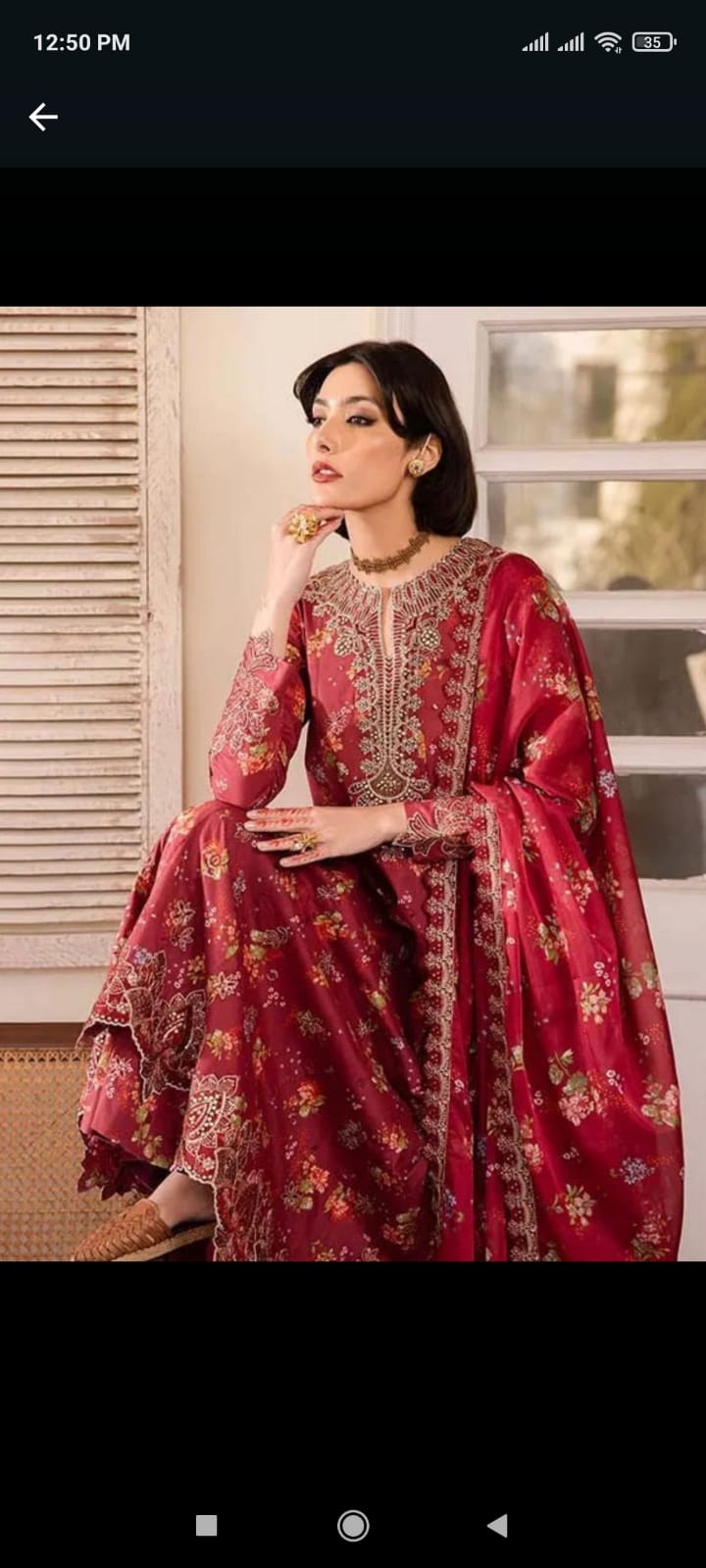 Iznik Printed Linen with printed Dimond Stapple Soft Dopatta*