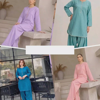 Farshi Shalwar Plain Solid two peice (STITCHED)( 6 Different Colour Available )