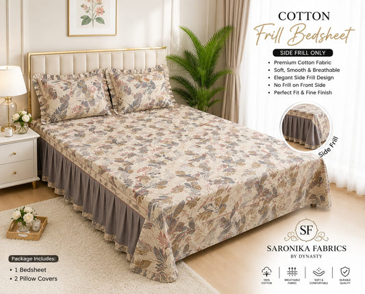 🌸 *Premium Cotton Frill Bedsheet Set 🌸*