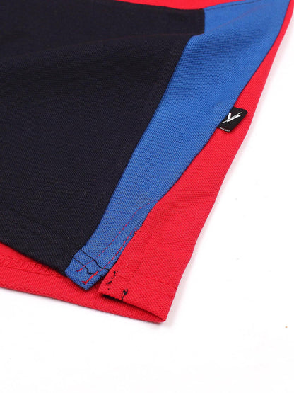 Tipping Collar Boys Polo Shirt Velvour Embroidered Red And Navy