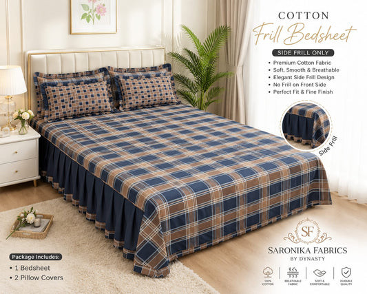 🌸 *Premium Cotton Frill Bedsheet Set 🌸*