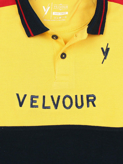 Tipping Collar Boys Polo Shirt Velvour Embroidered Red And Navy