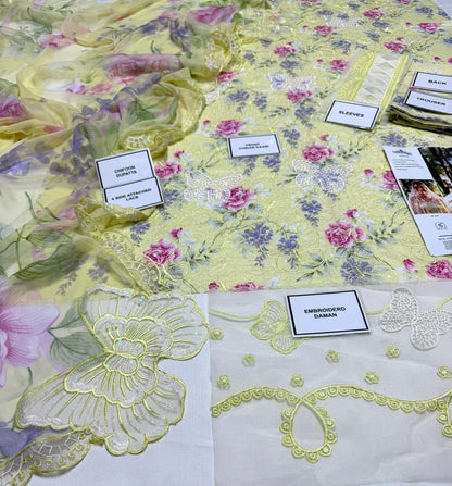 Maria B Butterfly Lemon Lawn Summer'26 Embroidered 3Piece Unstitched