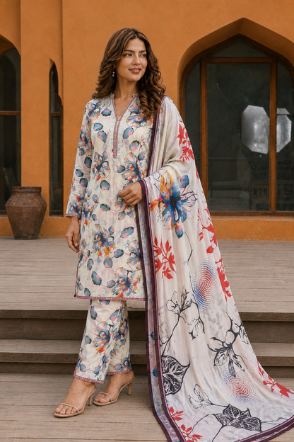 3Pc Printed Lawn Suits- (25 Design Available ) for Women (Unstitched)
