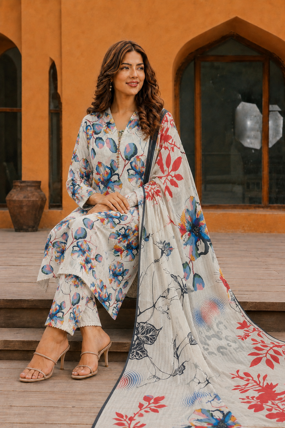 3Pc Printed Lawn Suits- (25 Design Available ) for Women (Unstitched)
