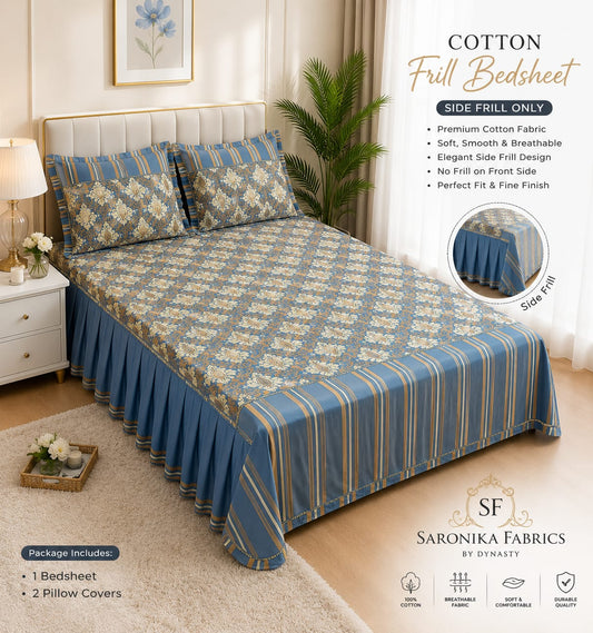 🌸 *Premium Cotton Frill Bedsheet Set 🌸*