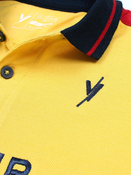 Tipping Collar Boys Polo Shirt Velvour Embroidered Red And Navy