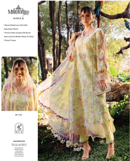 Maria B Butterfly Lemon Lawn Summer'26 Embroidered 3Piece Unstitched