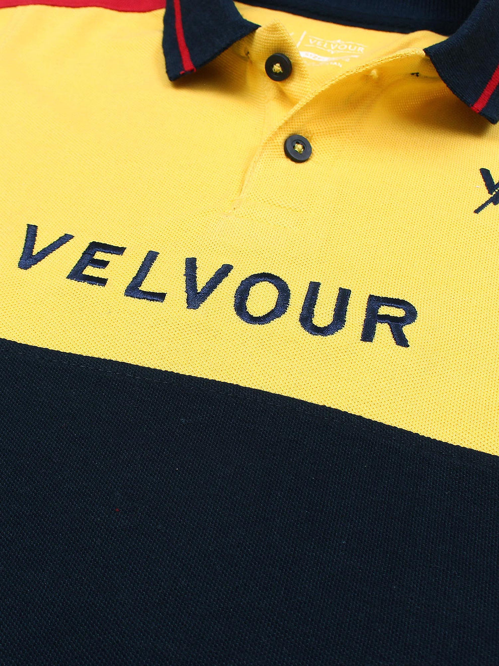 Tipping Collar Boys Polo Shirt Velvour Embroidered Red And Navy