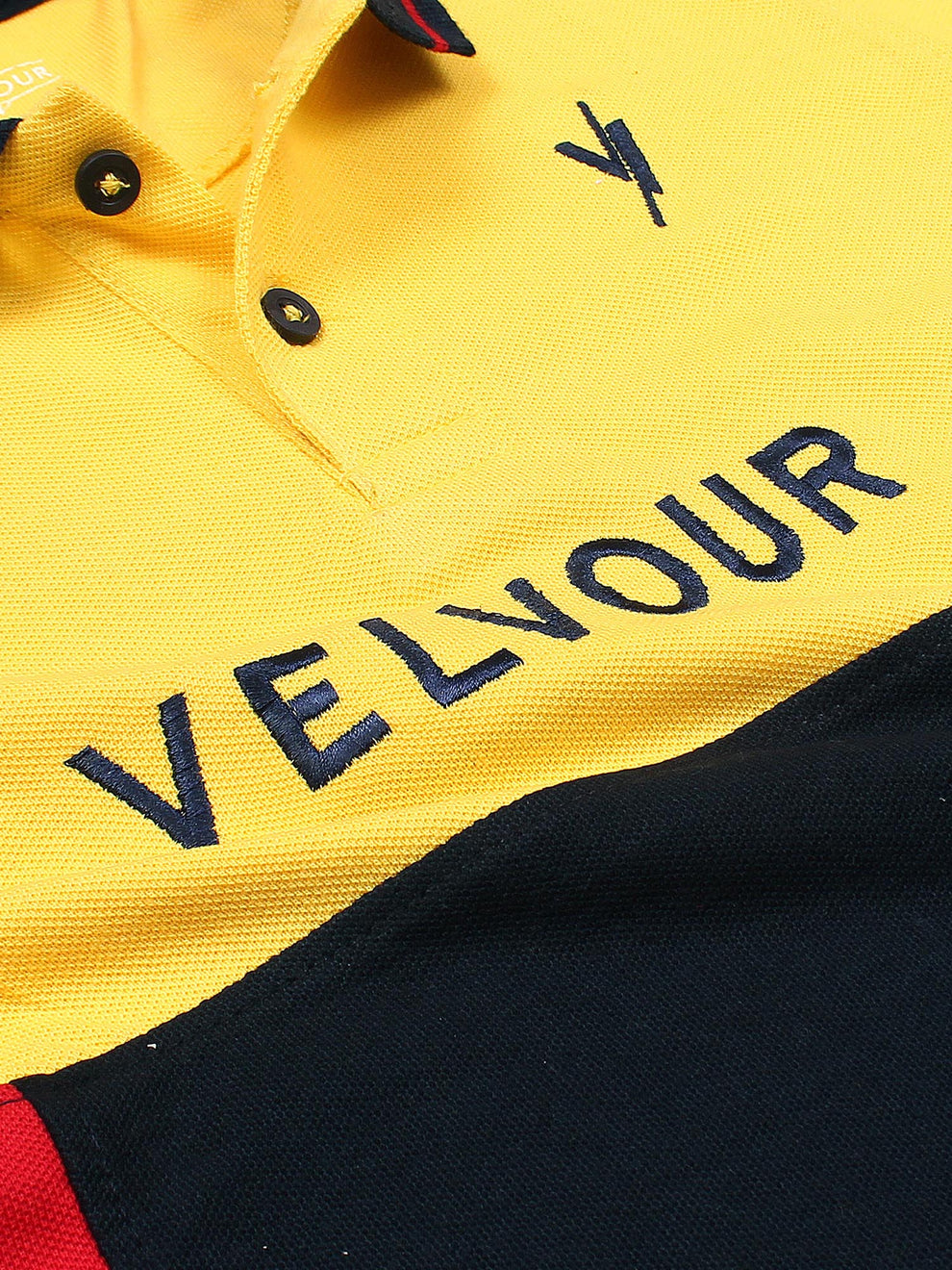 Tipping Collar Boys Polo Shirt Velvour Embroidered Red And Navy