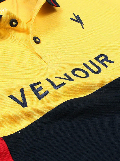 Tipping Collar Boys Polo Shirt Velvour Embroidered Red And Navy