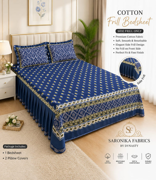 🌸 *Premium Cotton Frill Bedsheet Set 🌸*