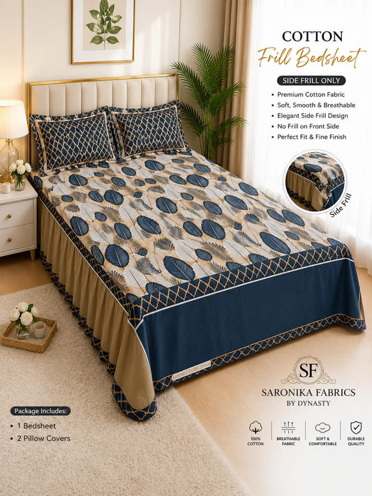 🌸 *Premium Cotton Frill Bedsheet Set 🌸*