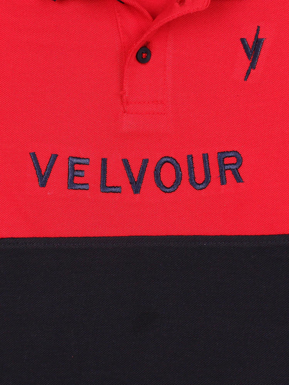 Tipping Collar Boys Polo Shirt Velvour Embroidered Red And Navy